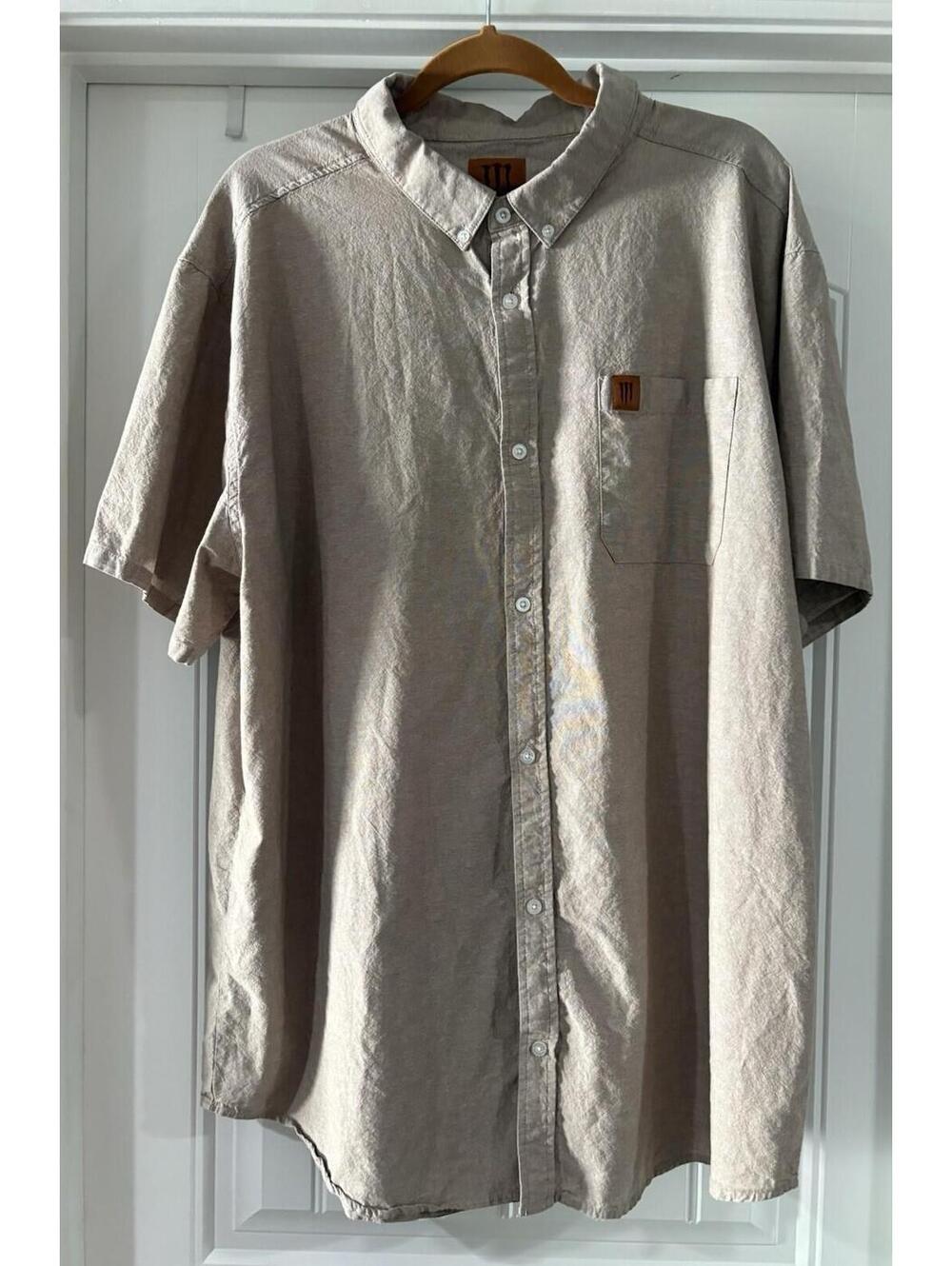 Java Monster Energy Men’s XXL Tan Khaki Cotton Short Sleeve Button Up Shirt